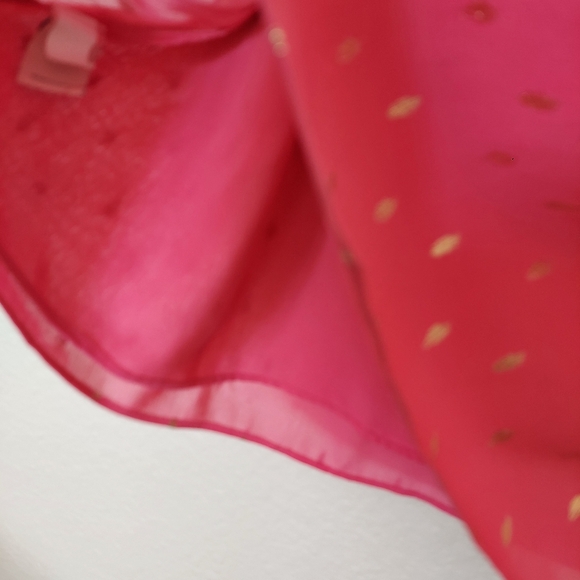 Juicy Couture Sleeveless V Neck Blouse Hot Pink with Gold Print  Sz XL - Picture 6 of 12